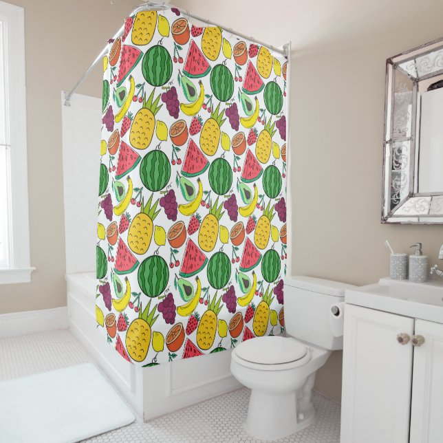 Rideaux De Douche Fruit motif transparent | motif de surface de frui (En situation)