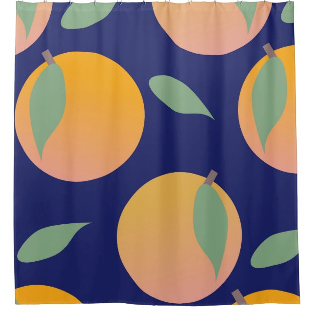 Rideaux De Douche Fruit Orange Clair Motif Bleu (Devant)