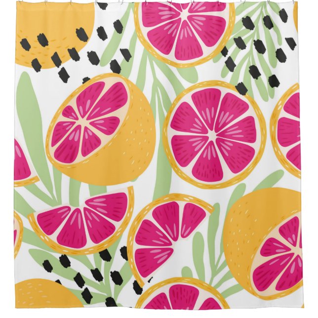 Rideaux De Douche Fruit sans couture motif, pamplemousse à l tropica (Devant)