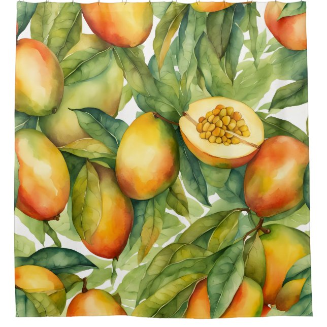 Rideaux De Douche Fruits et feuilles de mangue  (Devant)