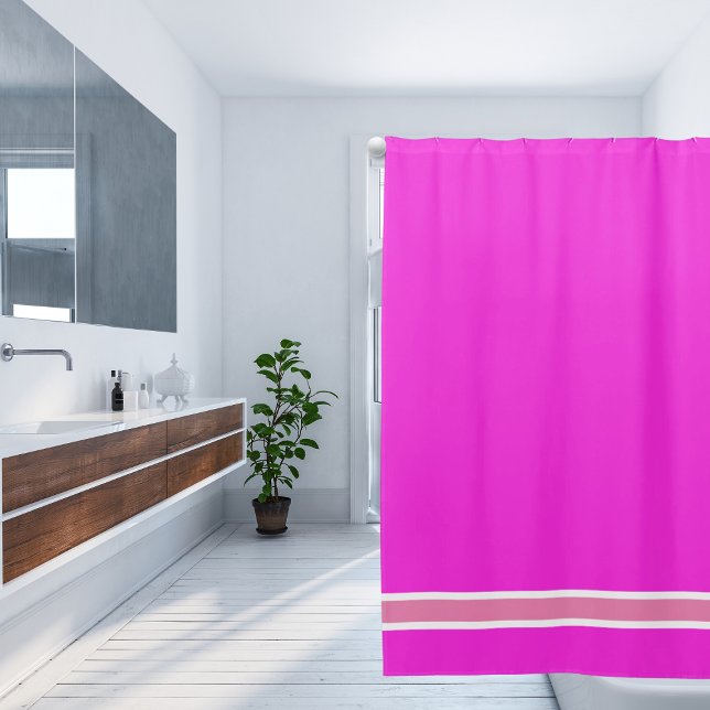 Rideaux De Douche Fucshia électrique néon avec bande rose (Créateur téléchargé)