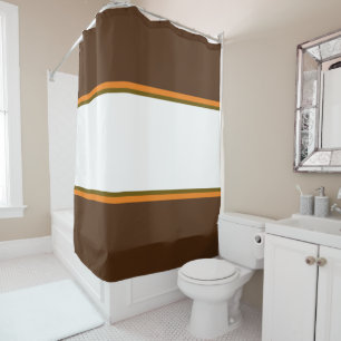 Rideaux De Douche Fun Cocoa Brown Orange Large White Racing Grandes