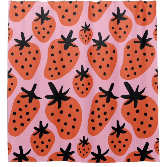 Rideaux De Douche Fun dessin libre fraise sans couture motif d (Devant)