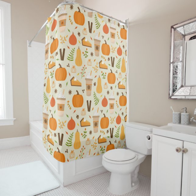 Rideaux De Douche Fun Orange Fall Motif (En situation)