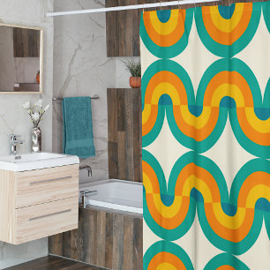Rideaux De Douche Funky Eclectic Retro Demi Cercles Art Motif