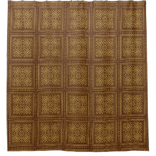 Rideaux De Douche Funky Retro Carré Carrelage Motif, Autumn Browns