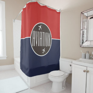 Rideaux De Douche Funky White Plane Avion Pilote