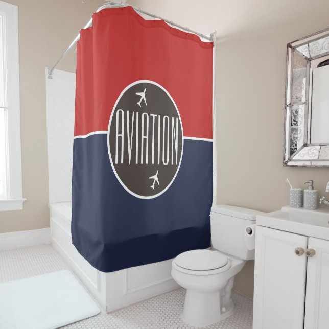 Rideaux De Douche Funky White Plane Avion Pilote (En situation)