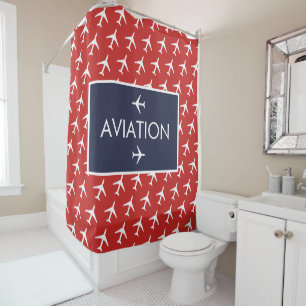 Rideaux De Douche Funky White Plane Avion Pilote