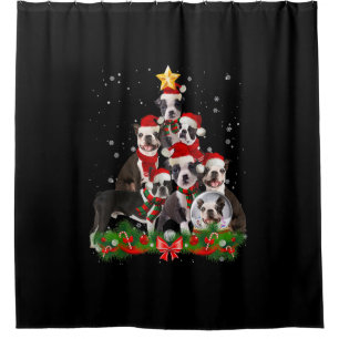 Rideaux De Douche Funny Boston Terrier Chien cadeau de Noël Arbre