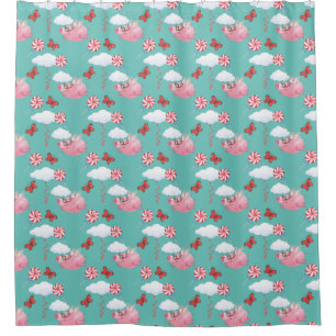 Rideaux De Douche Funny Flying Pig Motif