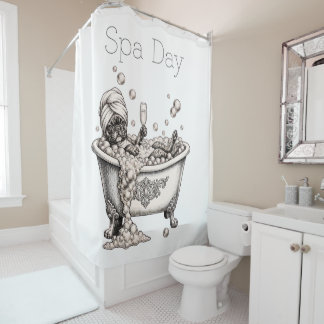 Rideaux De Douche Funny French Bulldog Spa Day Shower Curtain
