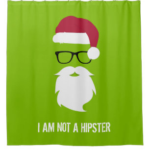 RIDEAUX DE DOUCHE FUNNY SANTA CLAUS - JE NE SUIS PAS UN HIPSTER