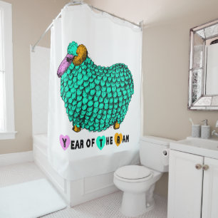Rideaux De Douche Funny vert bélier chinois Année Zodiac Douche C