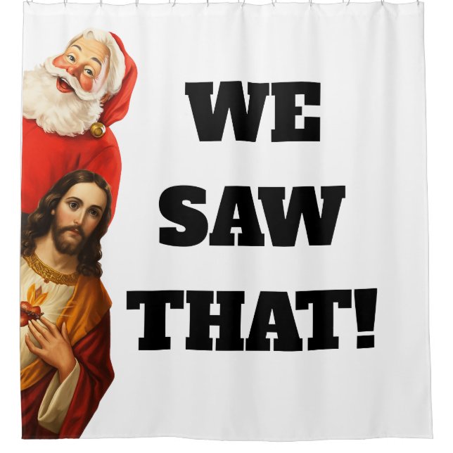 Rideaux De Douche Funny “We Saw That” Santa and Jesus Design (Devant)