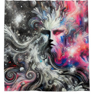 Rideaux De Douche Fusion de visage cosmique surréaliste