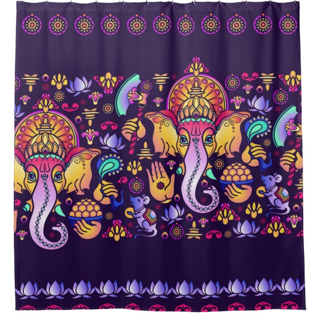 Rideaux De Douche Ganesh Hindu God : Festive sans fil (Devant)