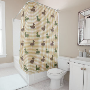 Rideaux De Douche Garçons Préparatoires Canard & Vichy Brun Vert Kak