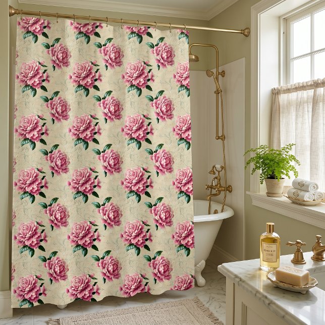 Rideaux De Douche Gardenias roses Shabby Chic (Créateur téléchargé)