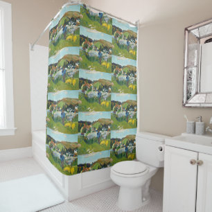 Rideaux De Douche Gauguin Le Porcheron Affiche d'Art Rural Vintage