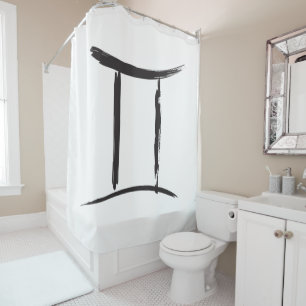 Rideaux De Douche GEMINI la dualité jumelle Astrologie de l'air noir
