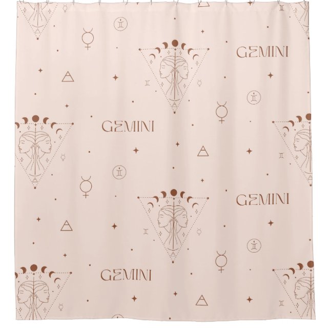 Rideaux De Douche Gemini Zodiac Seamless Pattern – Celestial Twin 2 (Devant)