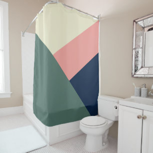 Rideaux De Douche Géométrie abstraite minimale rose et verte