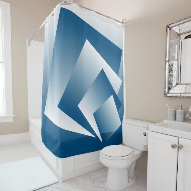 Rideaux De Douche Géométrie bleu sarcelle (En situation)
