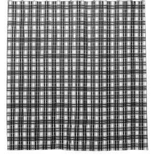 Rideaux De Douche Géométrie Tartan motif noir et blanc à damiers