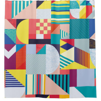 Rideaux De Douche Géométrique décorative : Motif Abstrait Vintage.