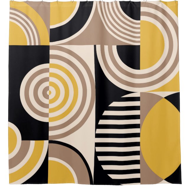 Rideaux De Douche Géométrique moderne, motif vintage abstrait (Devant)