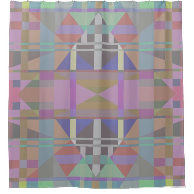 Rideaux De Douche Géométrique vert violet rose (Devant)