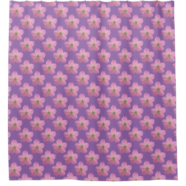 Rideaux De Douche Géranium rose floral sur toute couleur (Devant)