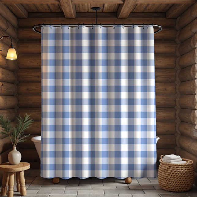 Rideaux De Douche Gingham à carreaux bleu barbeau (Créateur téléchargé)