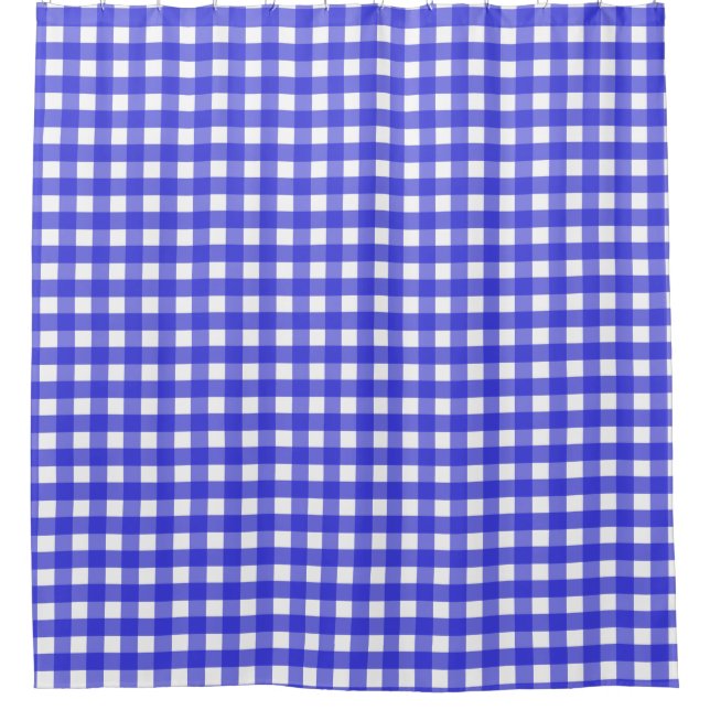 Rideaux De Douche Gingham bleu royal (Devant)