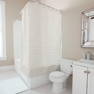 Rideaux De Douche Gingham Grandmillennial - Plaid Beige Cottagecore