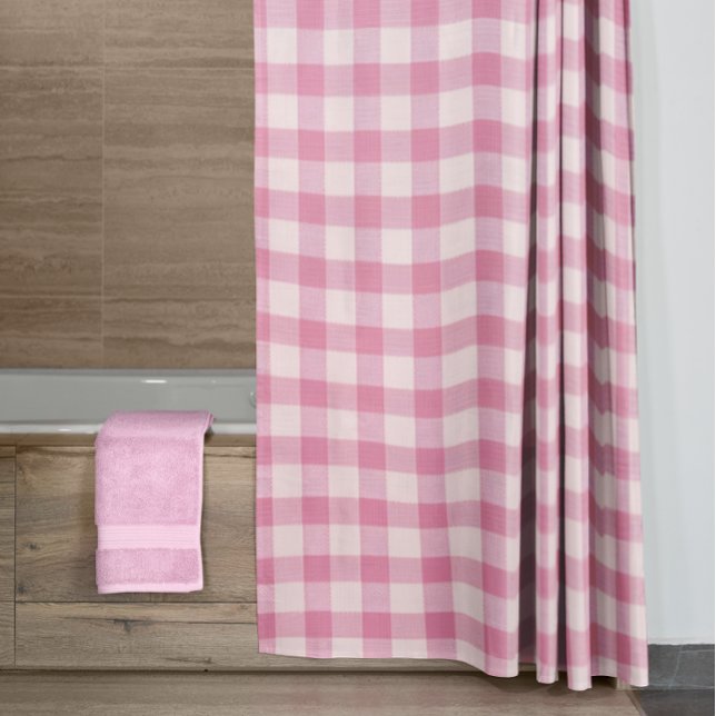 Rideaux De Douche Gingham Rose Bébé (Créateur téléchargé)
