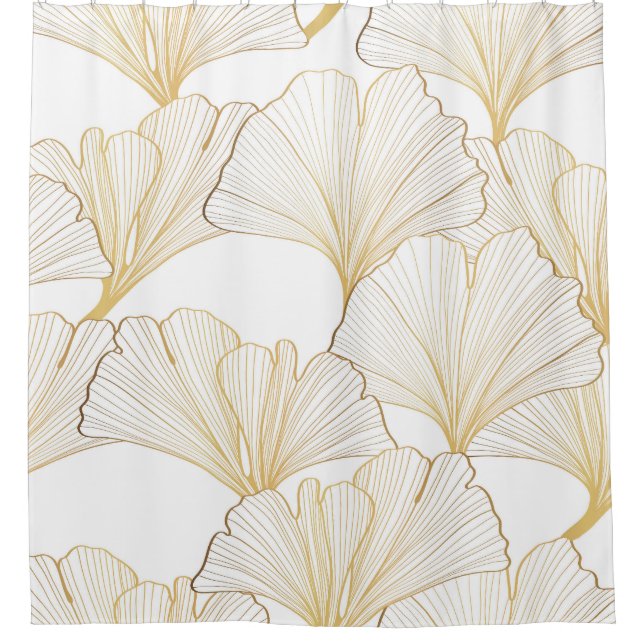 Rideaux De Douche Ginkgo Gold : Arrangement de feuille luxueux (Devant)