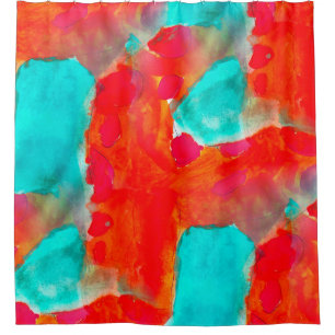 Rideaux De Douche girafe sans couture, bleu, orange aquarelliste