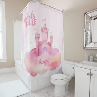 Rideaux De Douche Girl Rule Palace sur le nuage rose personnalisable