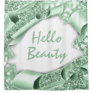 Rideaux De Douche Glam 3D Frame Mint PARTIES SCINTILLANT VERTE HELLO