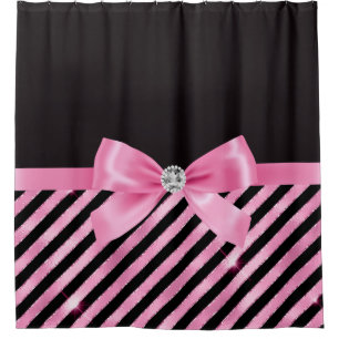Rideaux De Douche Glam Bubble rose Bow-Black rose bonbon raypes