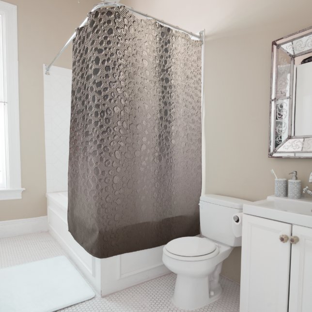Rideaux De Douche Glam Moderne Abstrait Argent Rose Doré (En situation)