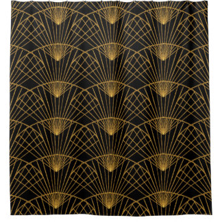 Rideaux De Douche Glamour Art Déco : Ventilateur D'Or.