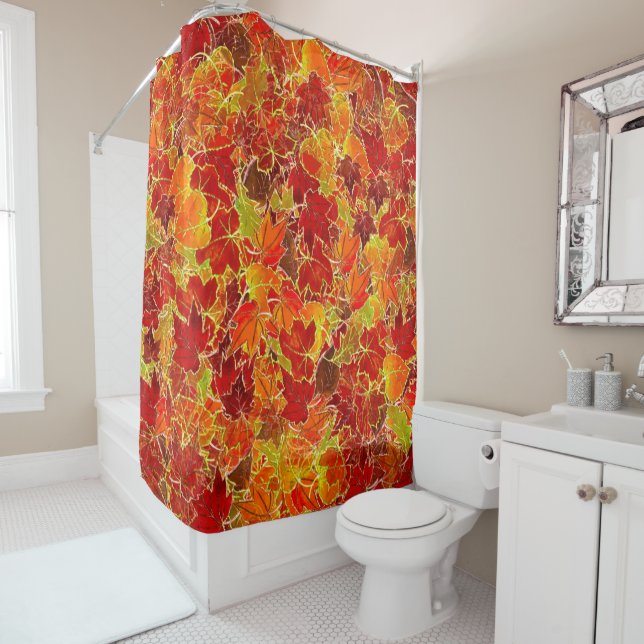 Rideaux De Douche Glittery Fall Maple Feuilles (En situation)