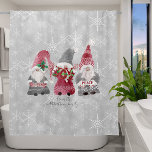 Rideaux De Douche Gnome Christmas Love Joy Peace Snowflakes Family<br><div class="desc">"Gnome Christmas Love Joy Peace Snowflakes Family Name Personalized Shower Curtain." Adorable Christmas gnomes add a touch of cuteness and whimsy. Their message of Love, Joy and Peace will shine the light of inspiration over your holidays. Made from watercolor paintings by internationally licensed artist and designer, Audrey Jeanne Roberts, copyright....</div>