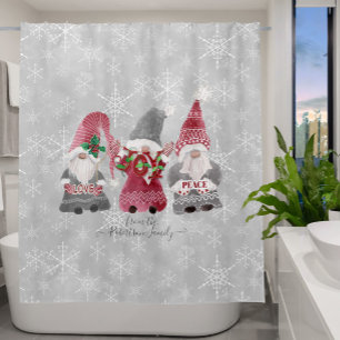 Rideaux De Douche Gnome Christmas Love Joy Peace Snowflakes Family
