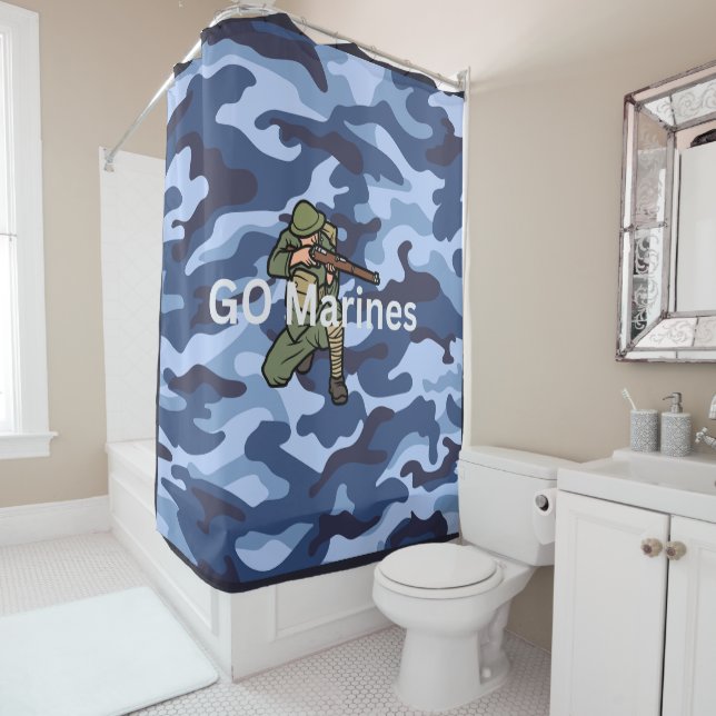 Rideaux De Douche GO Marines bleu uniforme design motif (En situation)