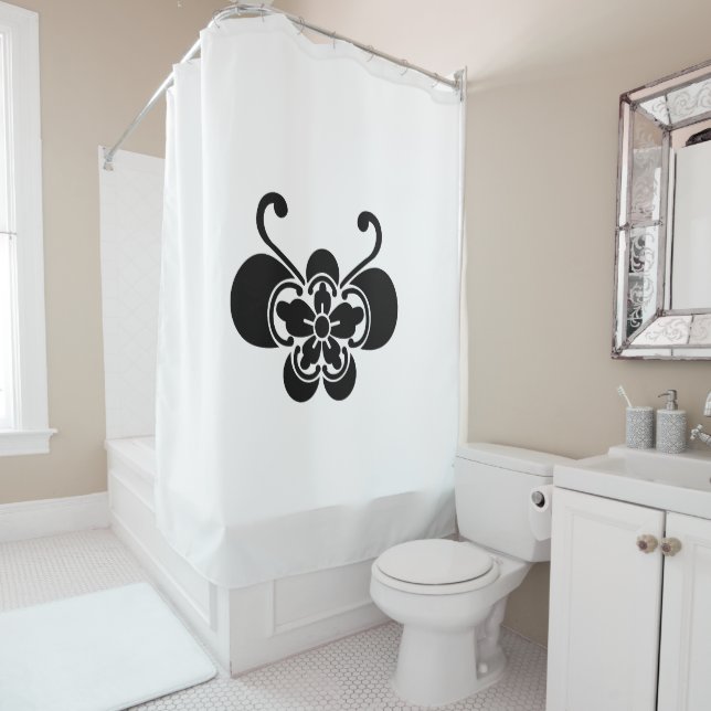 Rideaux De Douche Goka en forme de papillon (En situation)