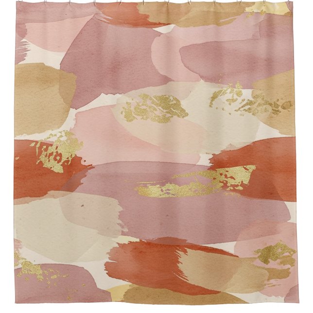 Rideaux De Douche Gold Accented Fluid Art - Sienna Marble (7) (Devant)